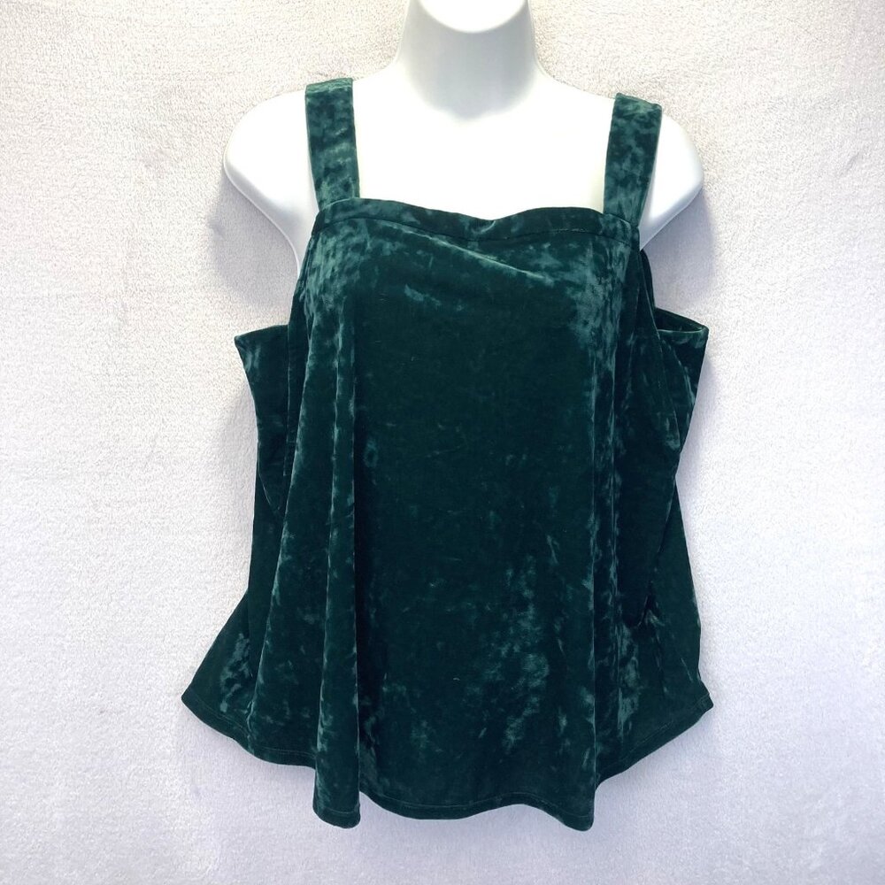J. Jill Green Crushed Velvet‎ Tank Top Womens Medium Petite MP Christmas Party